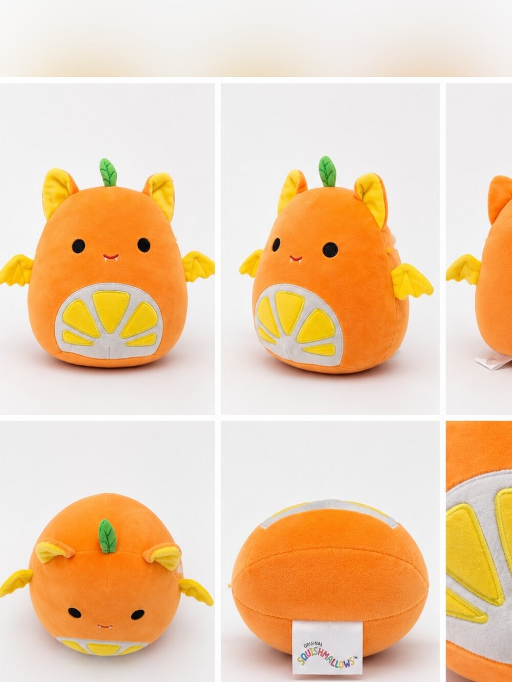 Orange Fruit Bat Squishmallow Plush with Yellow Accents